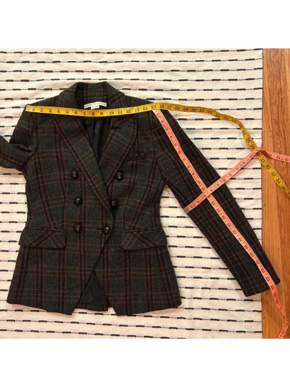 Veronica Beard Herringbone Dickey Plaid Blazer Long Sleeve Women Green Work 2 - Picture 12 of 12